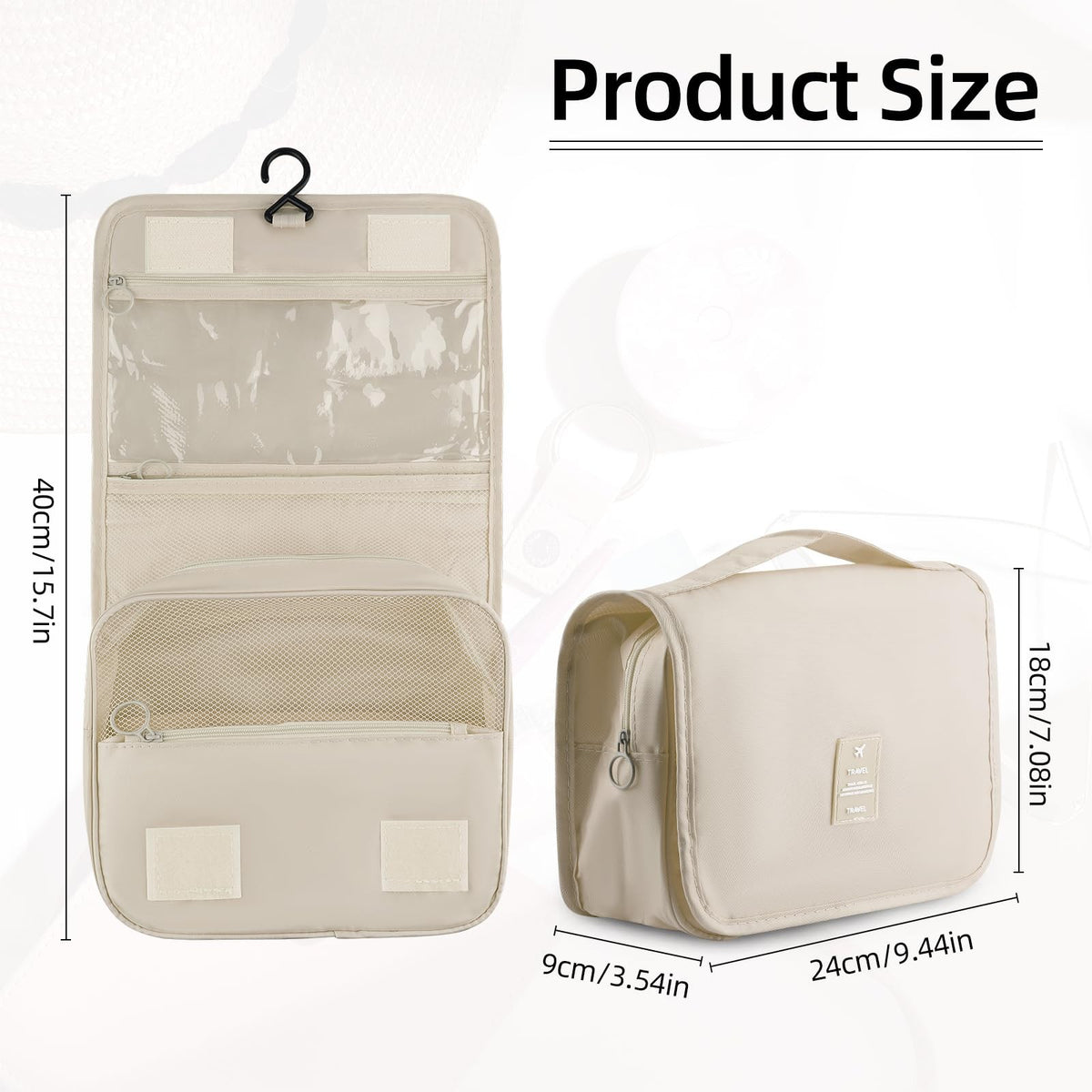 Foldable Hanging Travel Toiletry Bag with Multiple Compartments