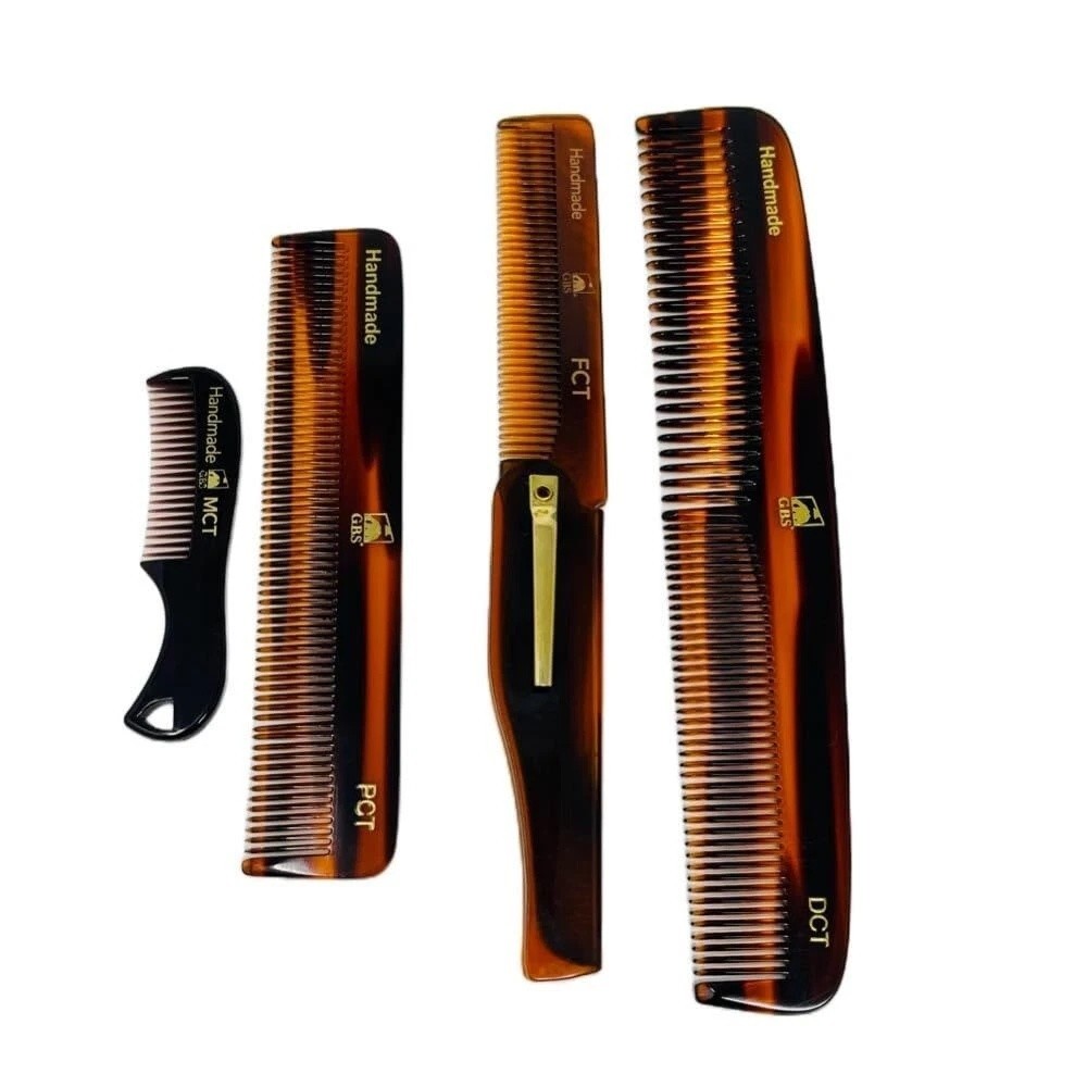 Men Women Travel Hair Beard Comb Set - Handmade Styling Grooming Kit