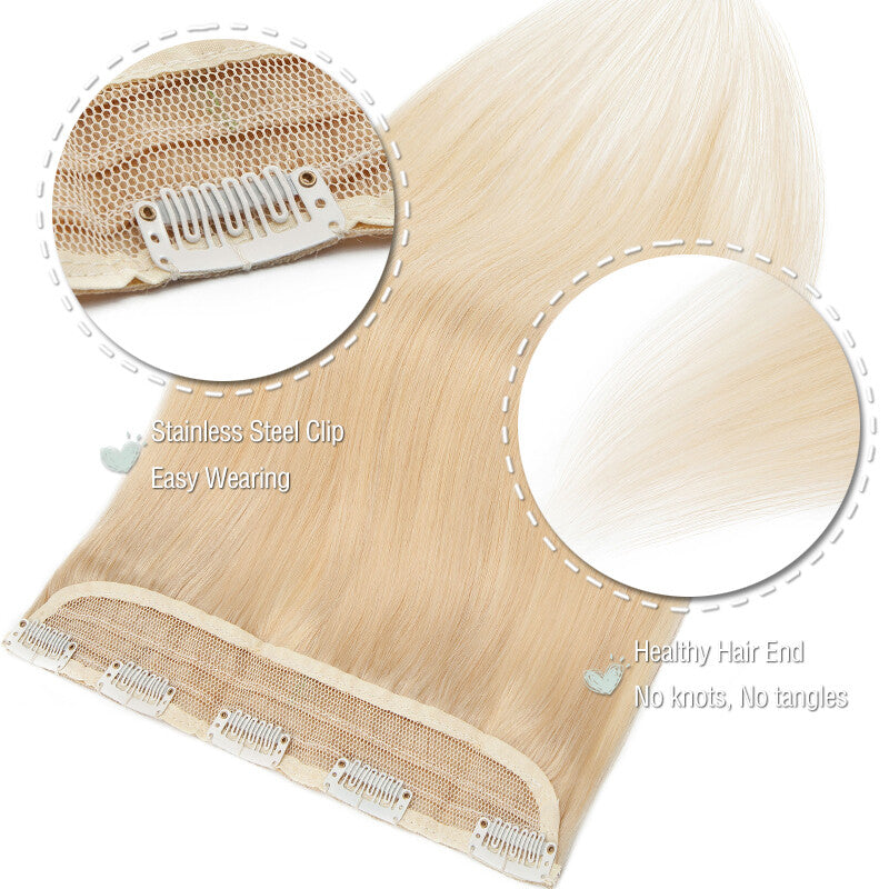 Clip-In Hair Extensions 3/4 Head Long Wavy Real Remy Human Hair 20-24 Inch