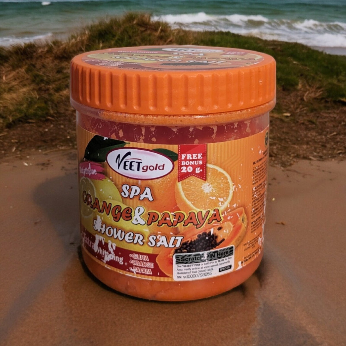 Veetgold Orange Papaya Glutathione Shower Salt Scrub