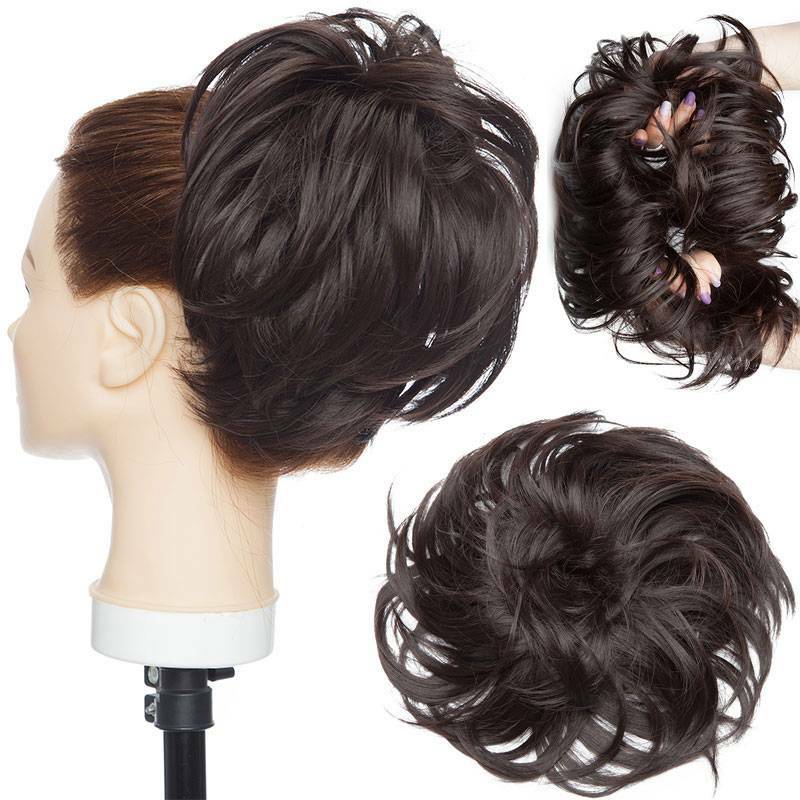 Large Messy Bun Hair Extension - Voluminous Synthetic Ponytail Wrap