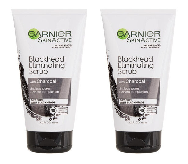 Garnier SkinActive Blackhead Eliminating Scrub Lot of 2 Charcoal Oily