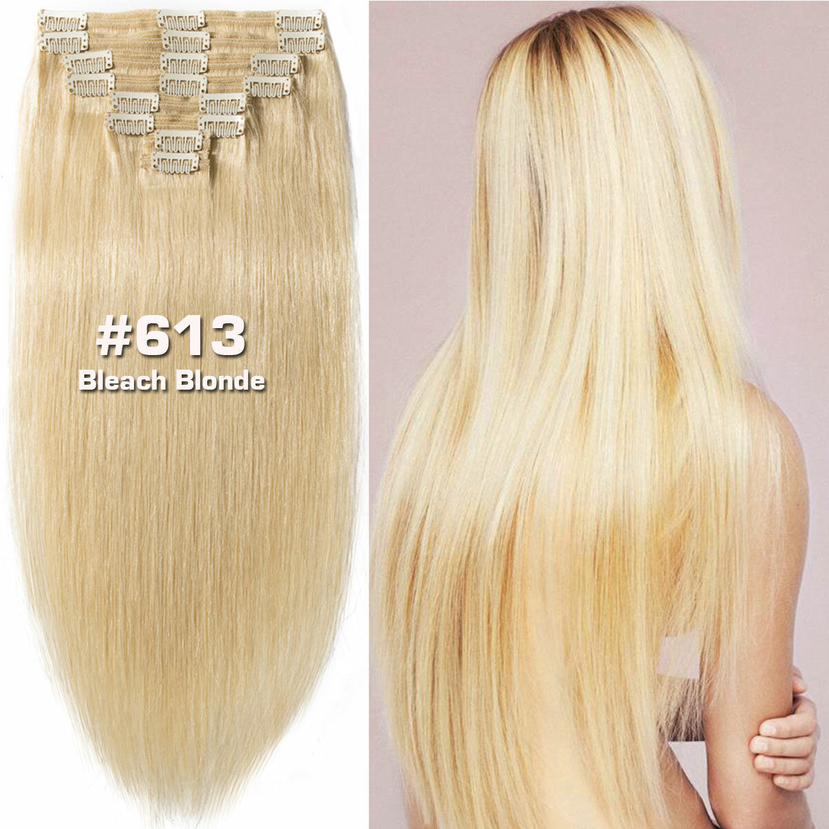 Double Weft Clip-In Human Hair Extensions Full Head - Multiple Colors & Lengths