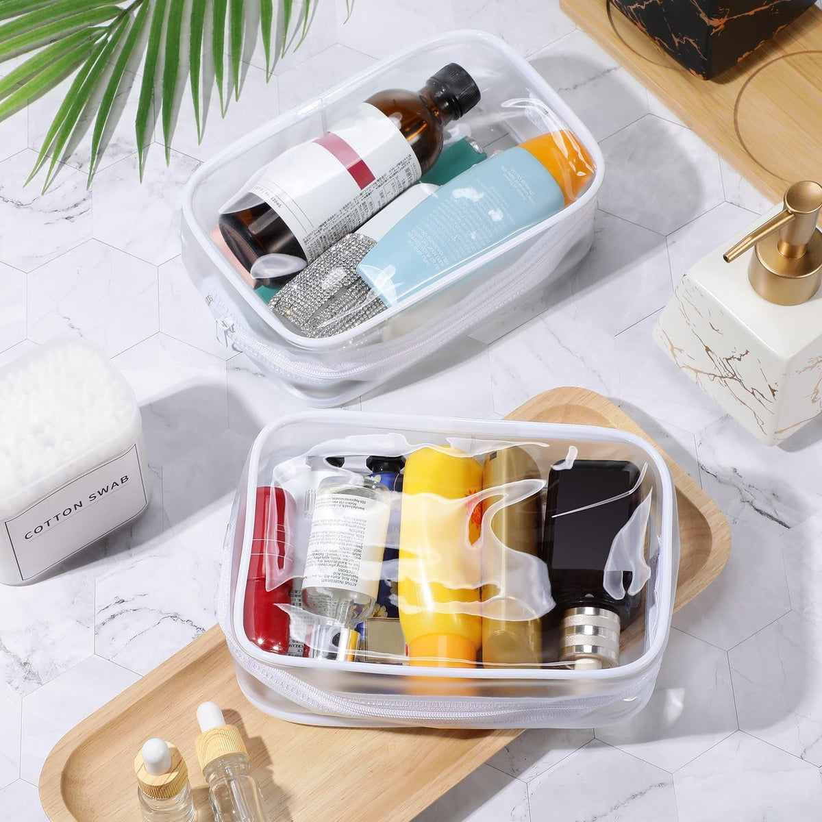 12 Pack Clear Waterproof Cosmetic Bags PVC Zipper Organizer Travel Makeup Storage