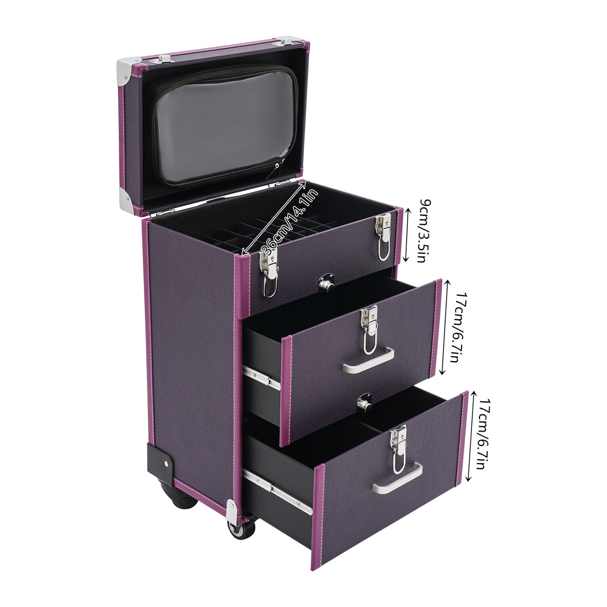 Professional Rolling Makeup Organizer Case with Large Capacity & Durable Design