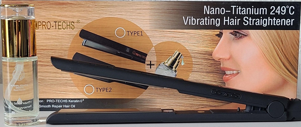 Nano Titanium Vibrating Hair Straightener Flat Iron with Repair Oil