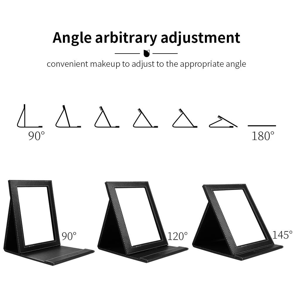DUcare Folding Travel Mirror 6x8-Inch Portable Adjustable Desk Makeup Mirror Black