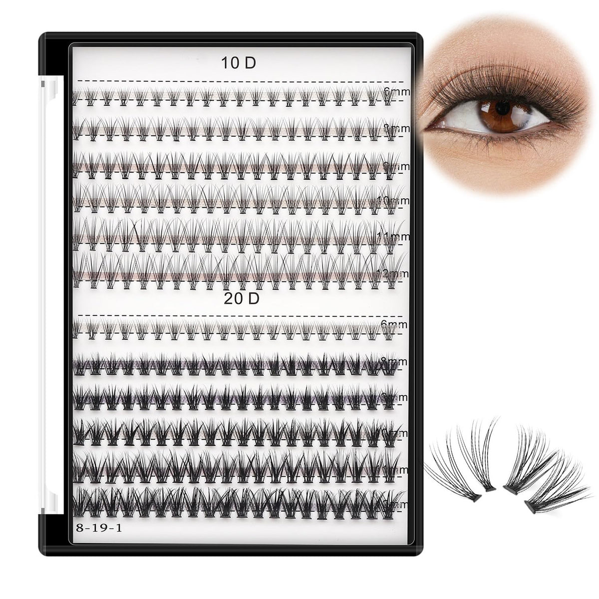 False Eyelashes Mixed 10D 20D C Curl Lightweight Soft Natural Lashes 8-20mm