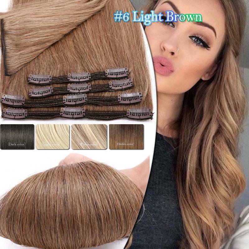 Thick Double Weft Clip-In Human Hair Extensions - Full Head Set