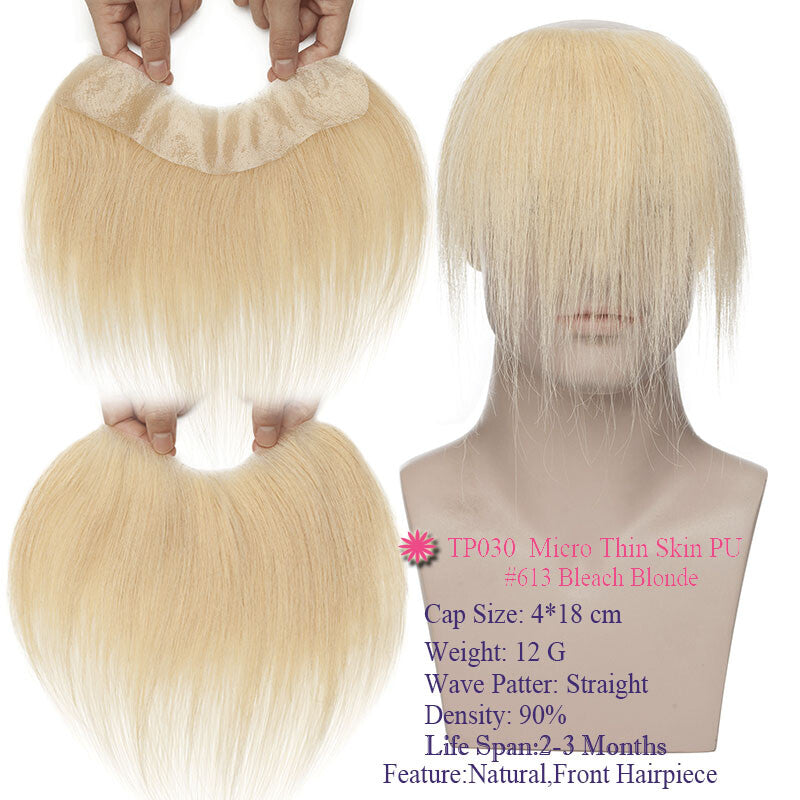 Men's Thin Skin Hair Replacement Toupee Human Hair System with Full PU Base
