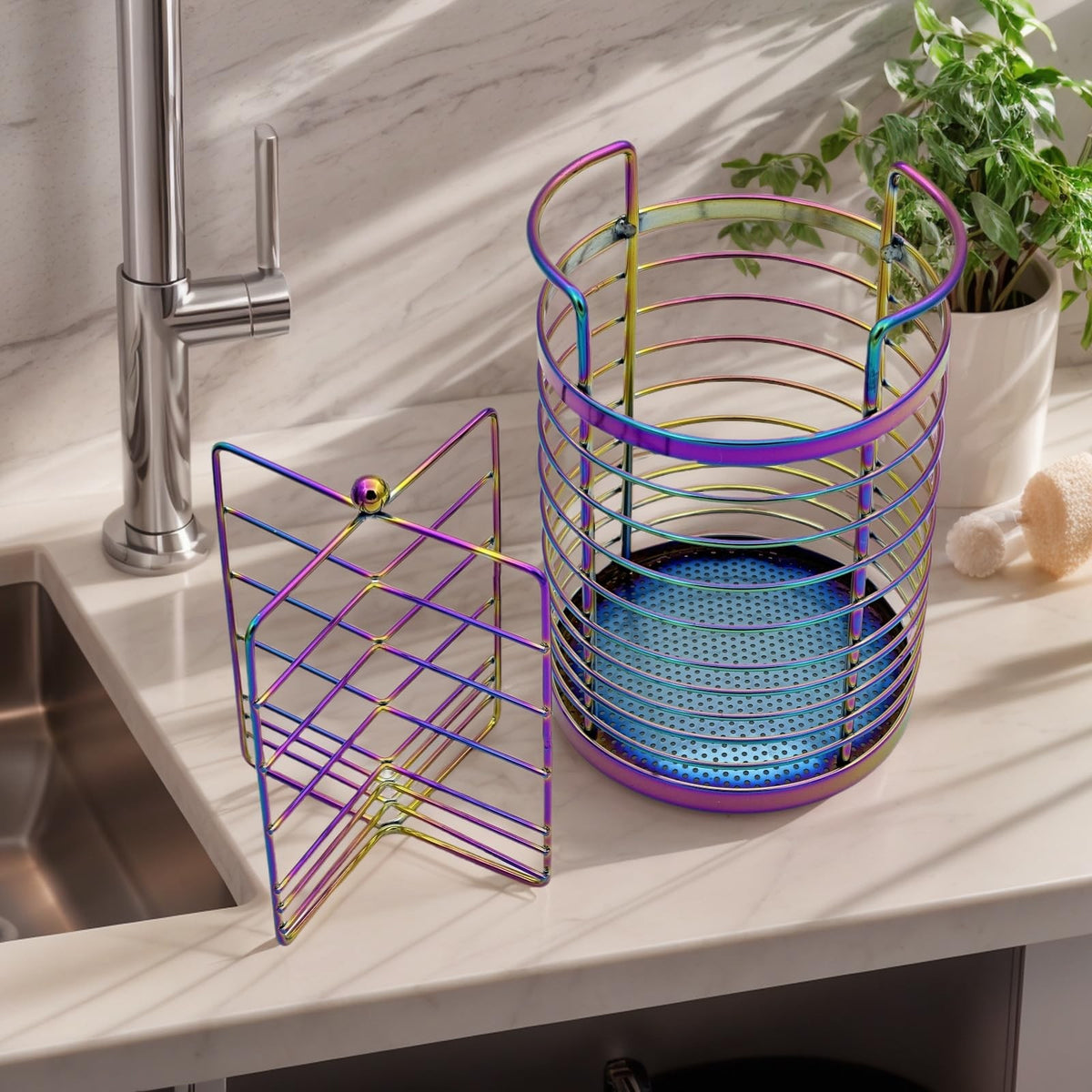 Rainbow Makeup Brush Holder Organizer with Removable Compartments