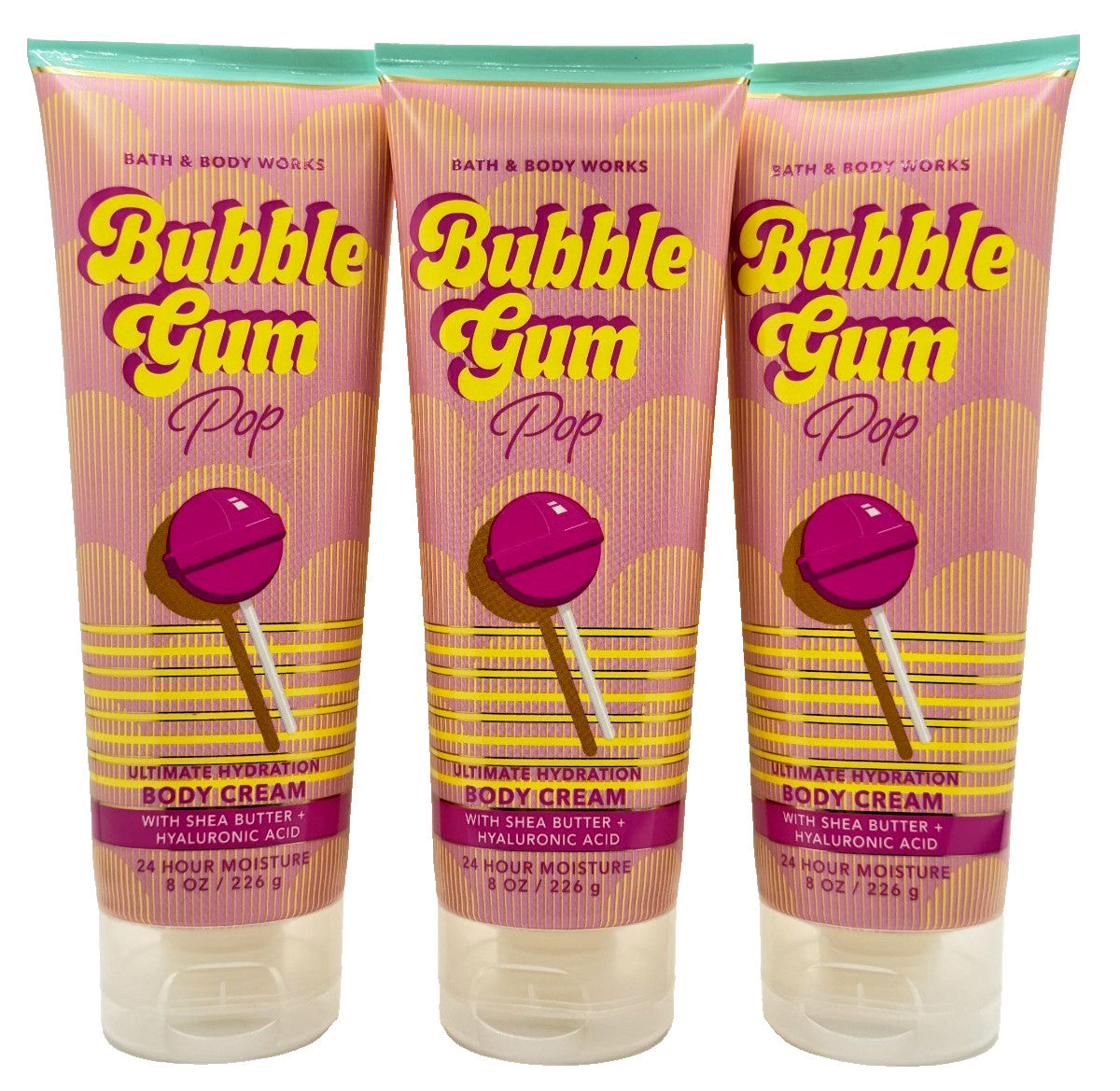 Bath & Body Works Bubble Gum Pop Body Cream 8 oz - Set of 3