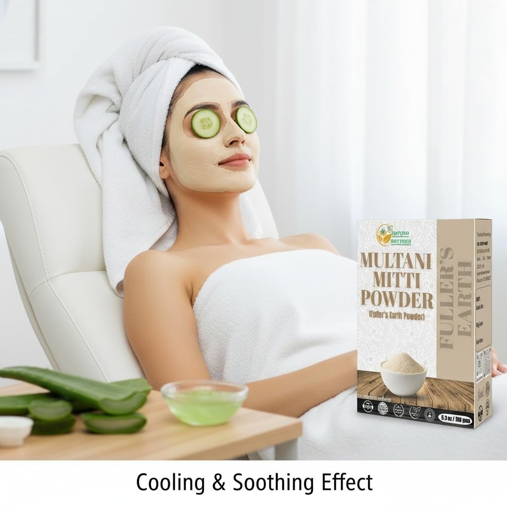 Chemical-Free Multani Mitti Earth Clay Face & Hair Mask - Detoxifying 5.3oz