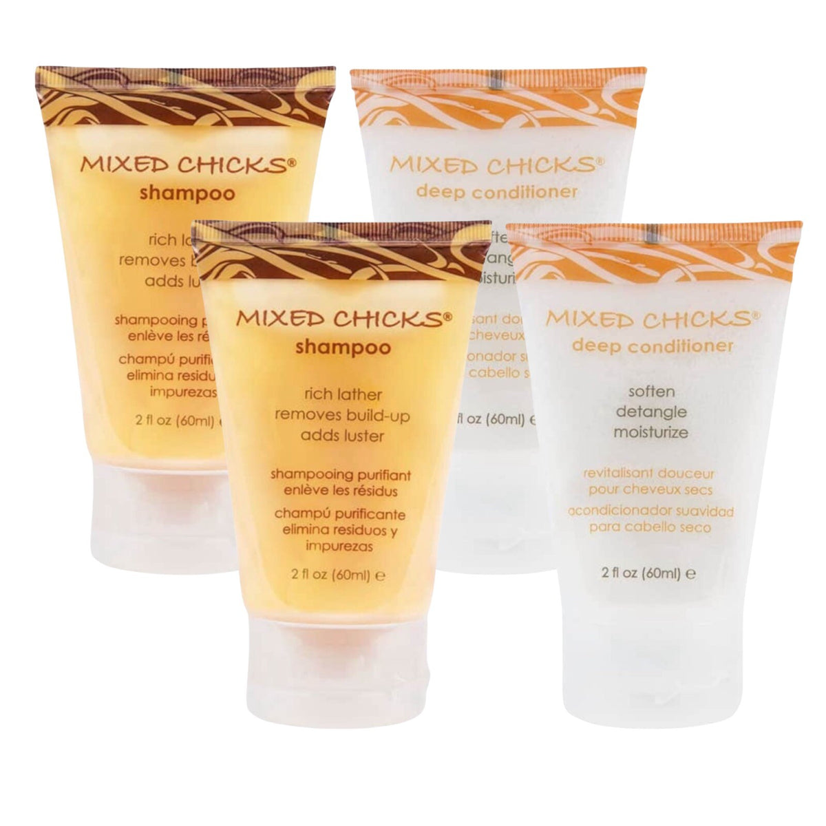 Lot of 4 Mixed Chicks Clarifying Shampoo & Deep Conditioner Travel
