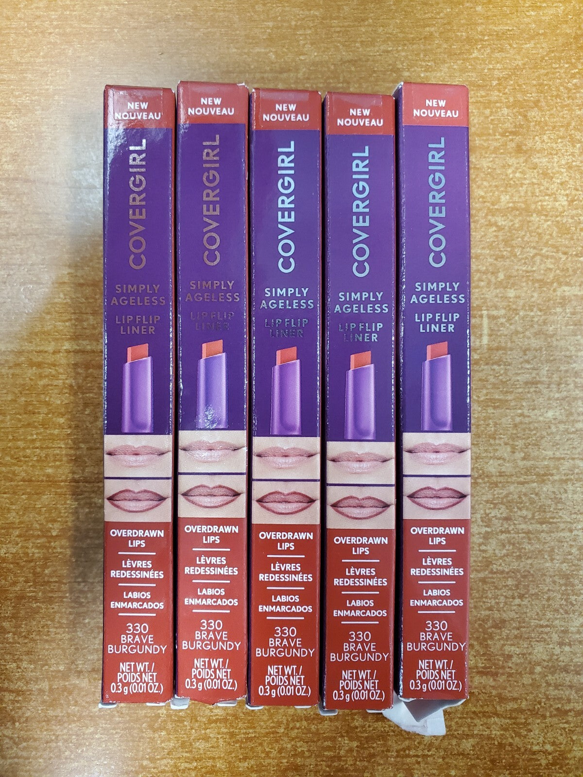 5 Pack Lip Liner Set - Covergirl Simply Ageless Lip Flip #330 Brave Burgundy