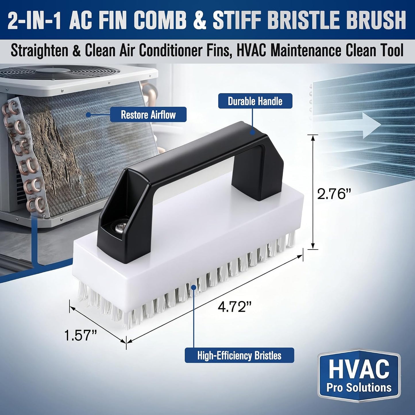 4PCS AC Fin Comb & Coil Cleaning Brush Set - HVAC Fin Straightening & Maintenance Tool