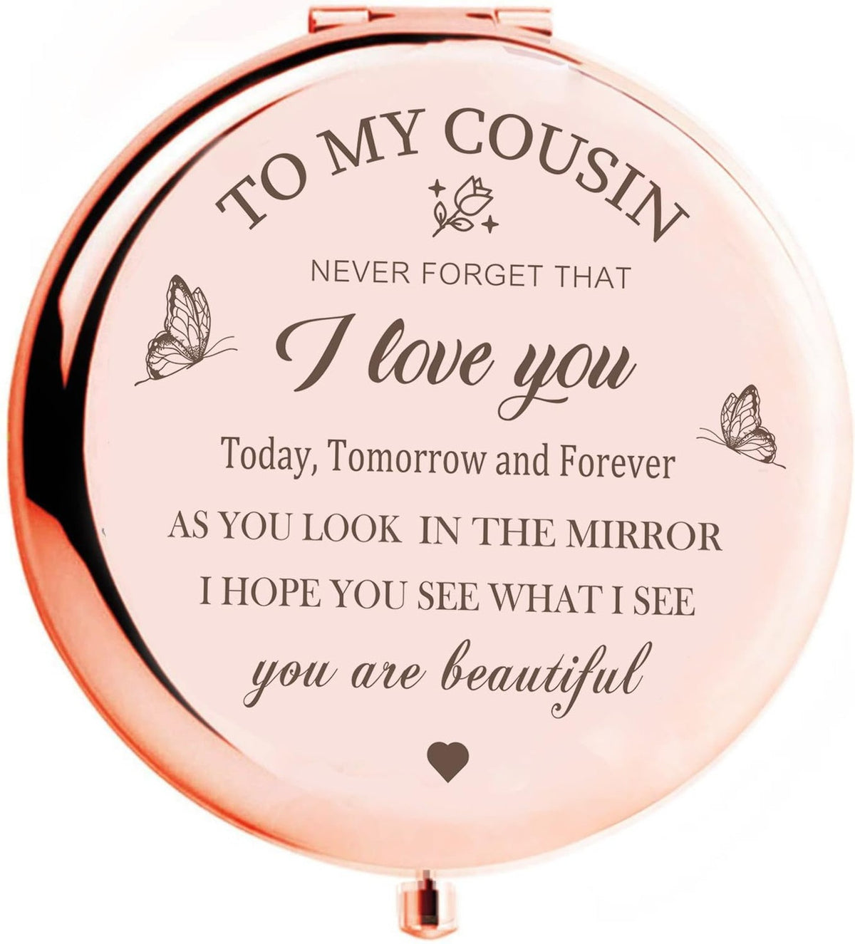 Rose Gold Compact Mirror for Women - Makeup Mirror & Magnifying Mirror Gift