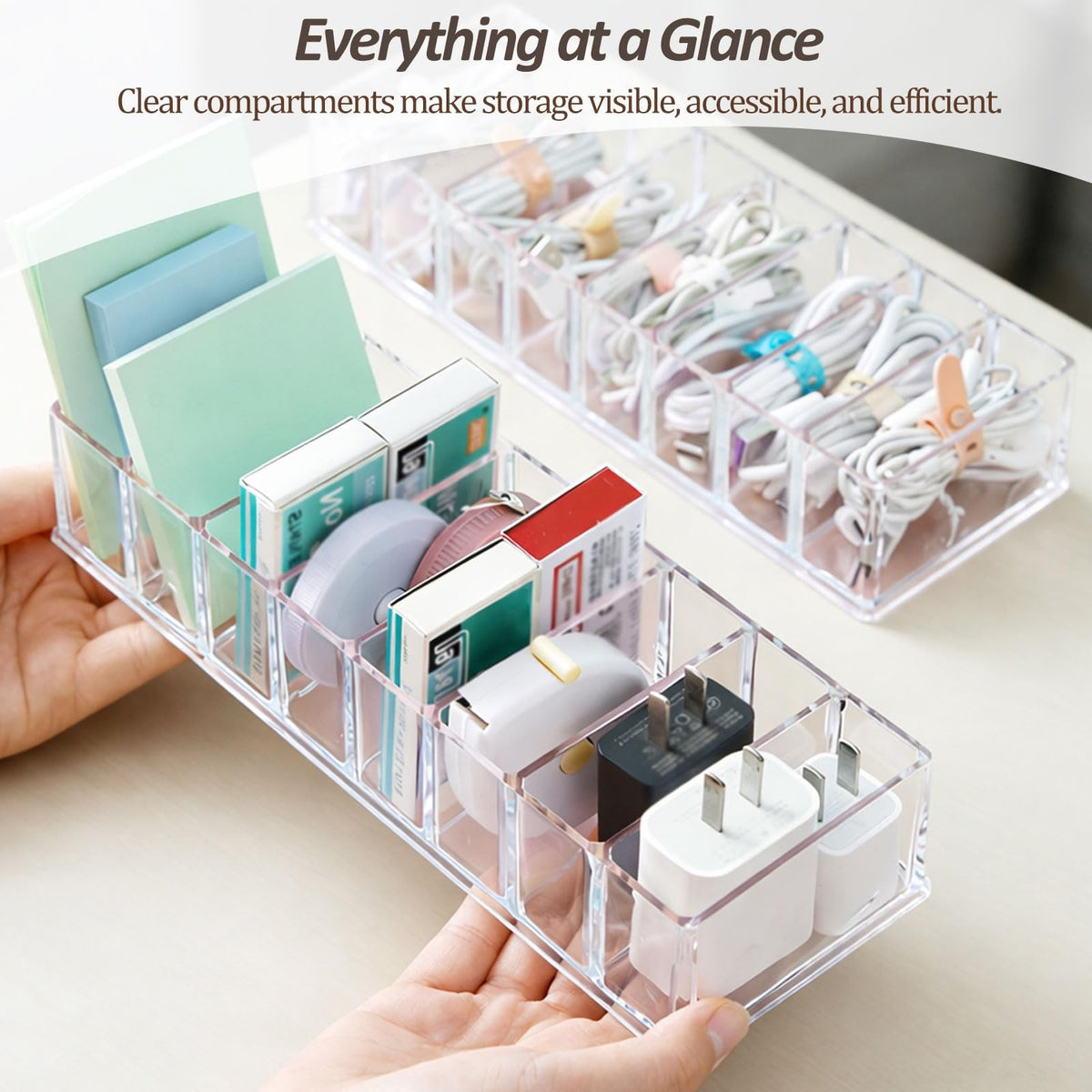 Acrylic Makeup Compact Organizer with 8 Slots for Vanity & Storage