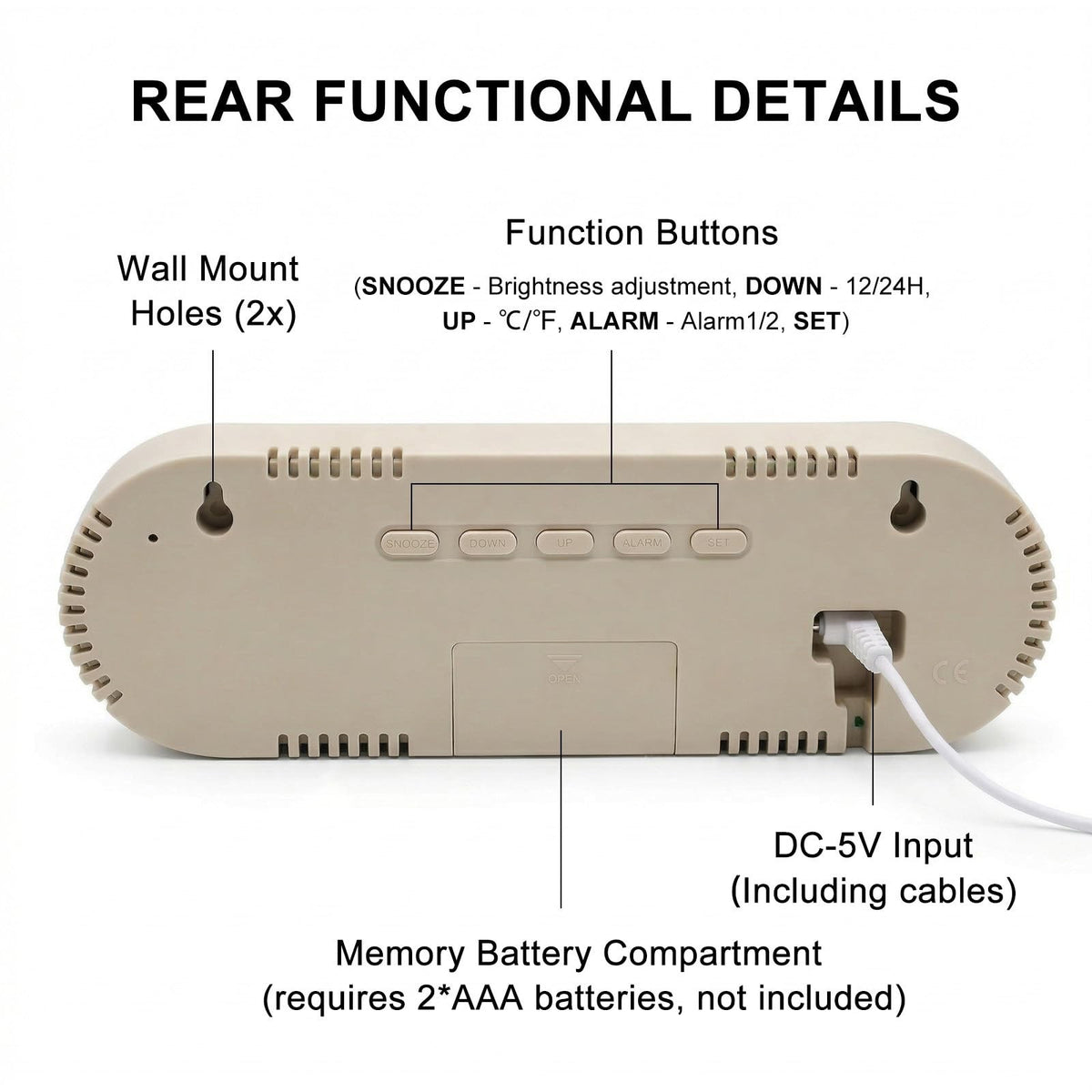 Large Display LED Digital Wall Clock with Temperature and Brightness Control