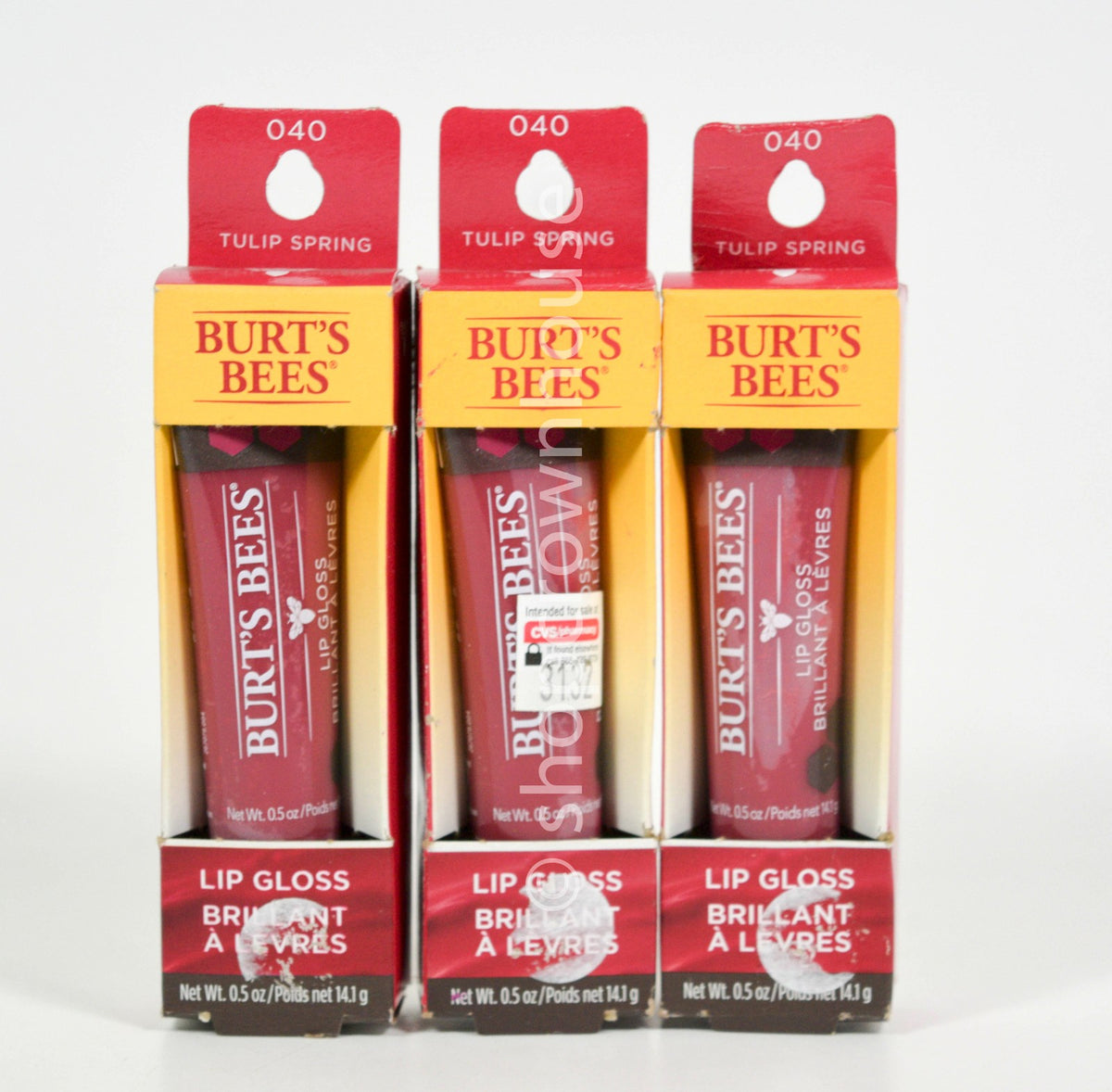 3 Pack Burt's Bees Lip Gloss Tulip Springs 0.5 oz - Natural Moisturizing Shine