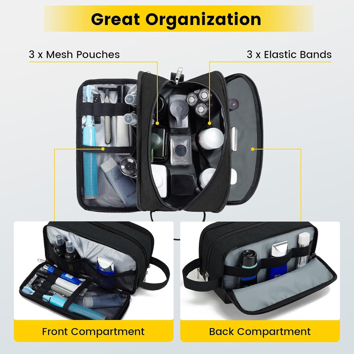 Large Water-Resistant Travel Toiletry Bag for Men Organizer