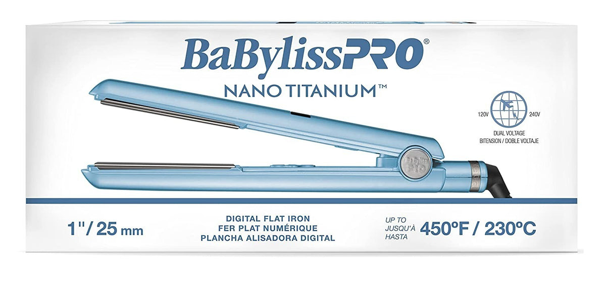 BabylissPRO Nano Titanium 1-Inch Digital Hair Straightener - New