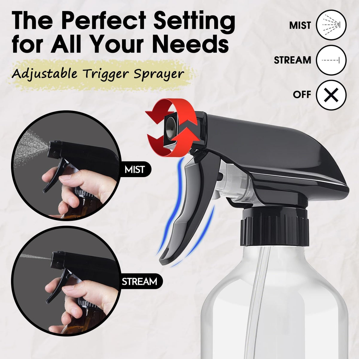 16oz Plastic Spray Bottles 2 Pack for Cleaning, Gardening & More