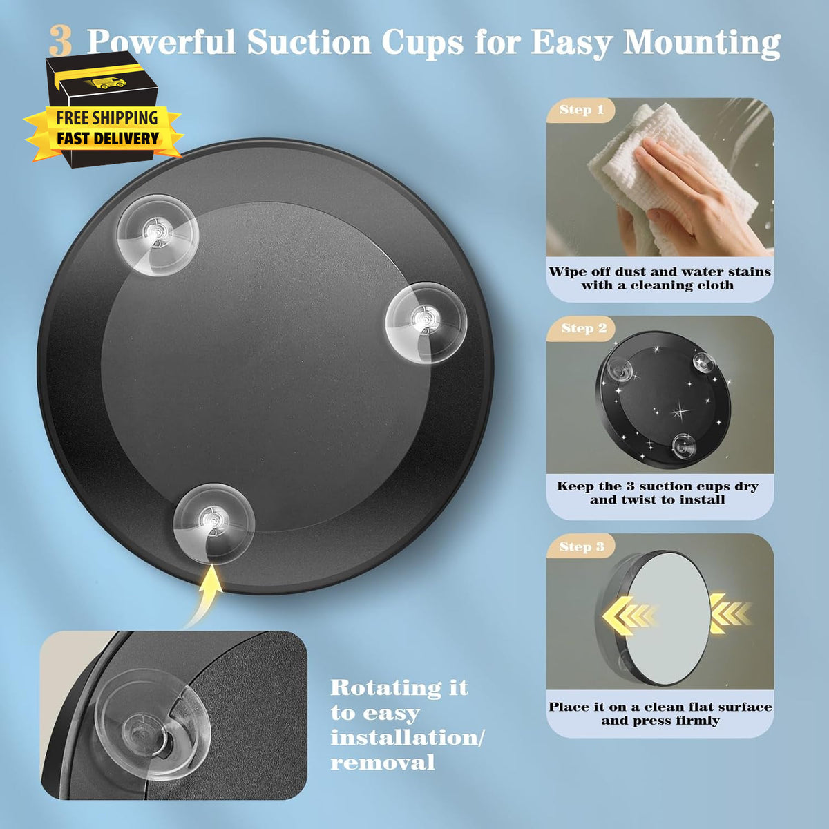 30X Magnifying Makeup Mirror - 4.5 Inch Handheld Travel & Wall Mount
