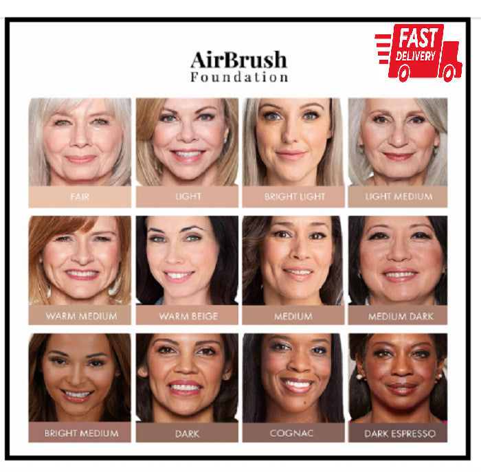 Airbrush Foundation Set with Kabuki Brush - Flawless, Buildable Makeup