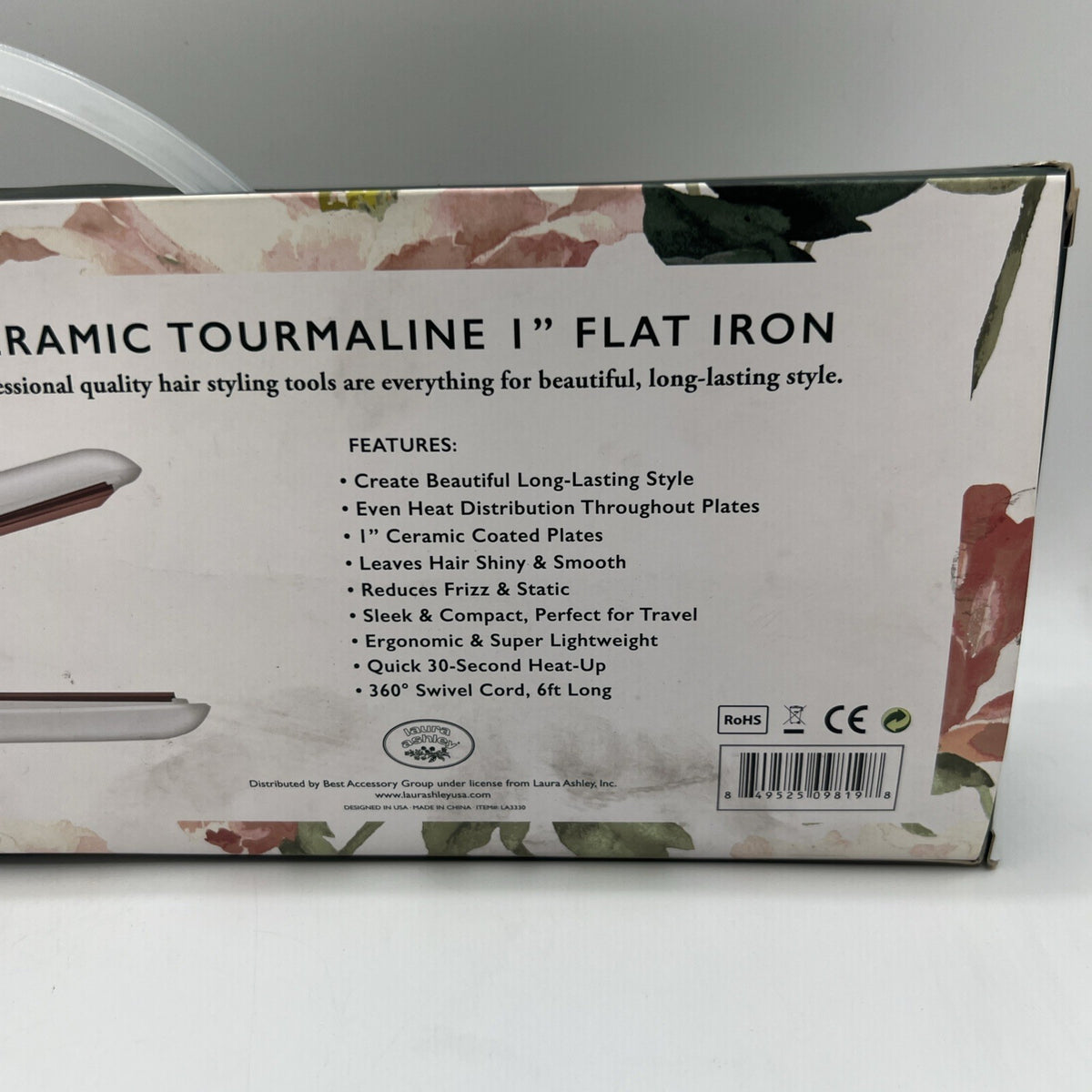 Ceramic Tourmaline Flat Iron 1 Inch Hair Straightener White