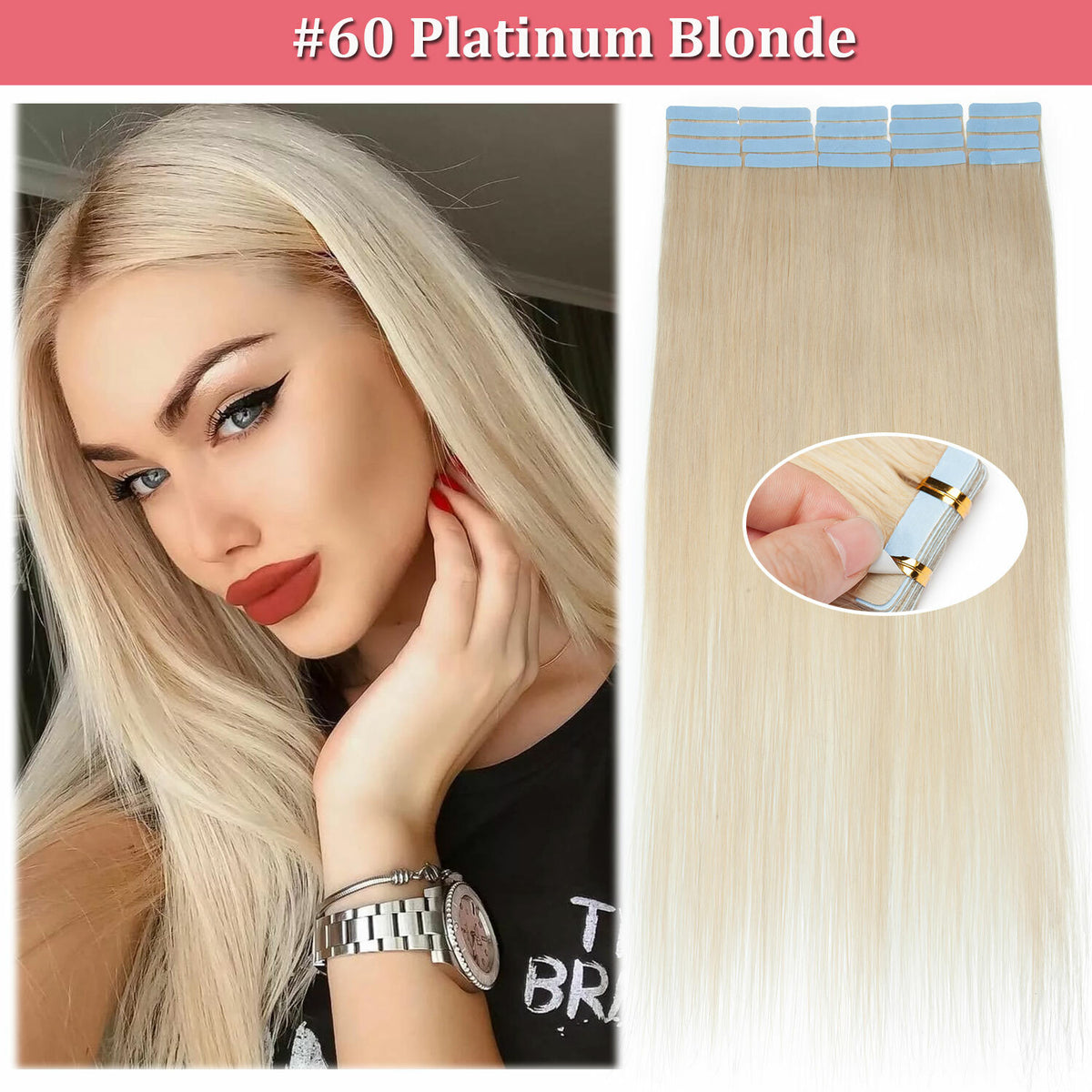Remy Human Hair Tape Extensions - Natural, Tangle-Free, Reusable