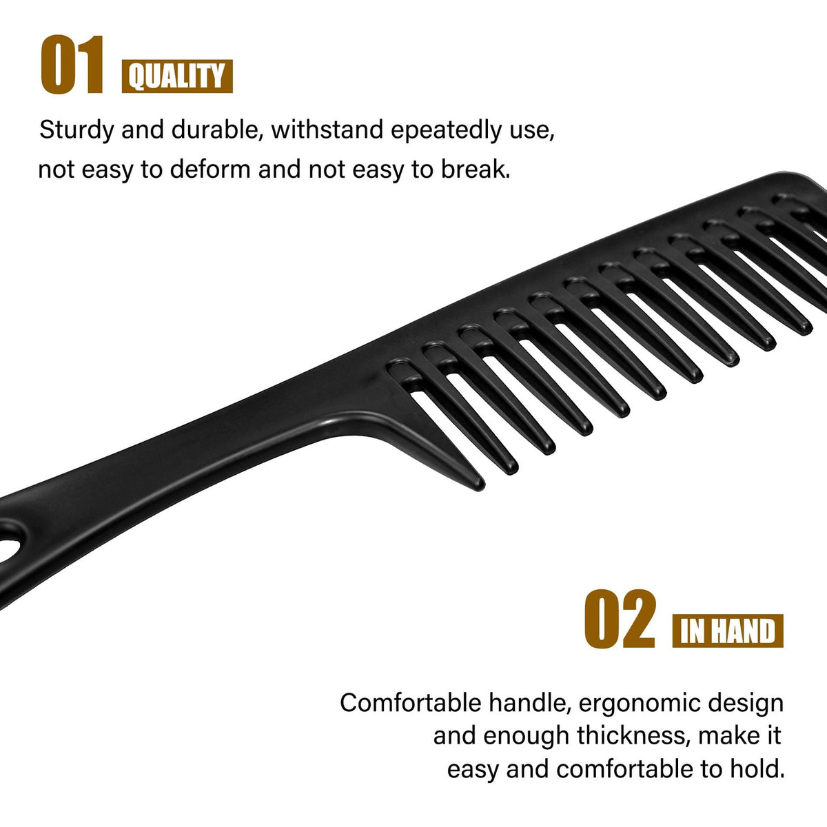 4 Pieces Wide Tooth Comb Set for Hair Care - Black & White, Professional Styling Tool