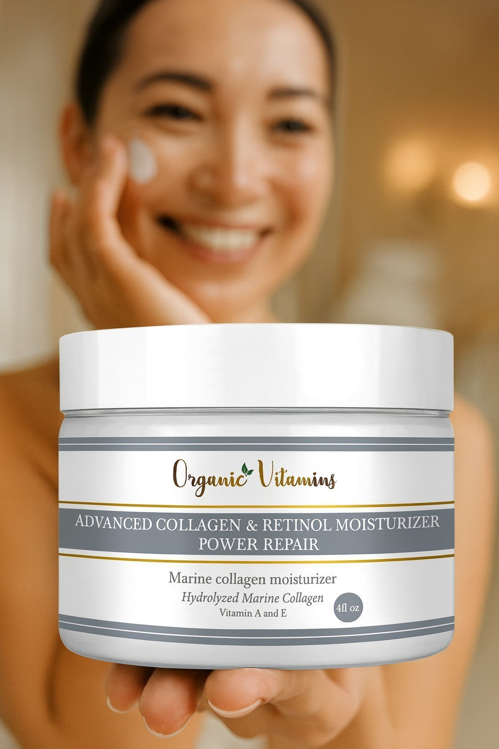 Natural Collagen Face and Body Cream with Retinol Vitamin C E 4oz Anti-Aging