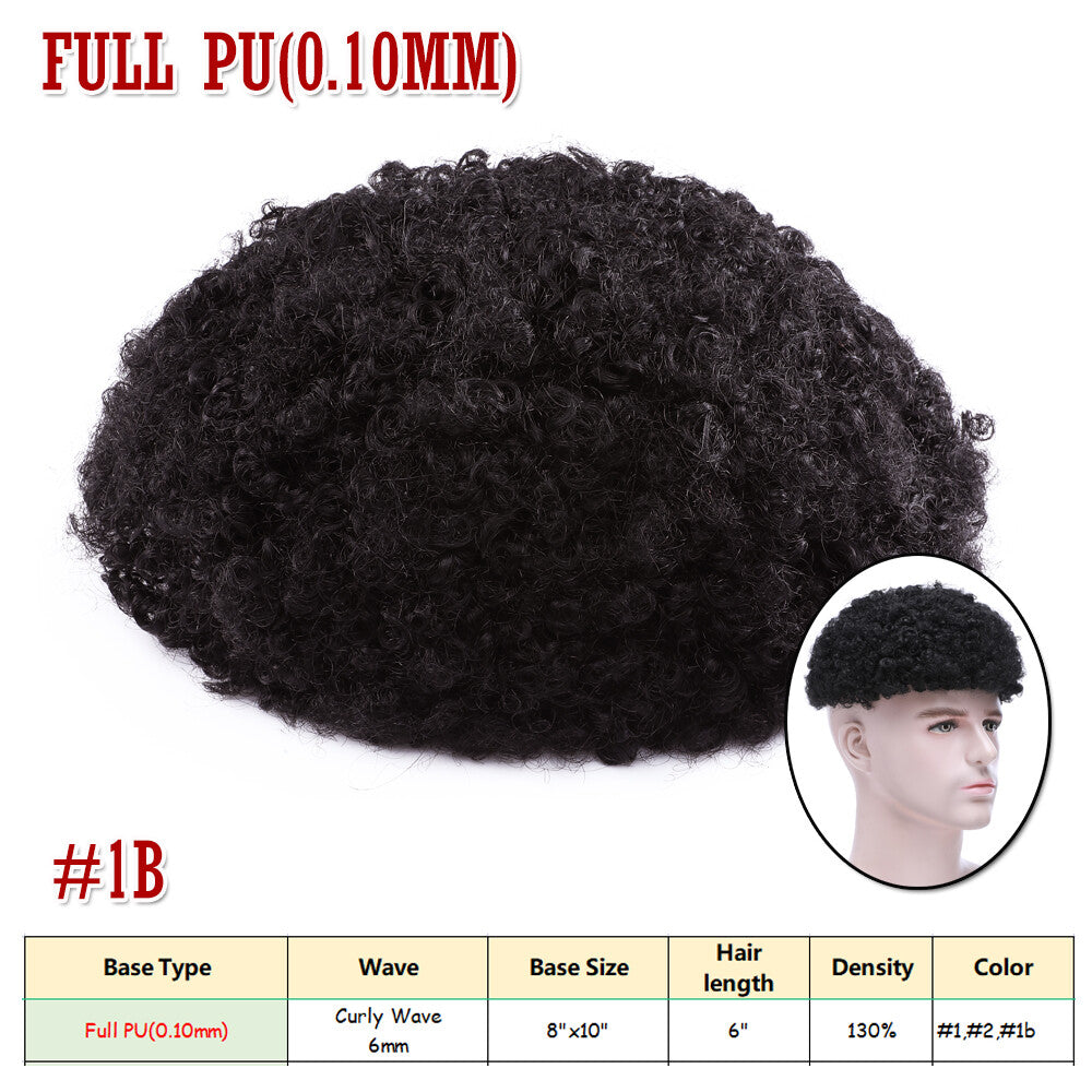 Men's Human Hair Toupee V Loop Hair Replacement System - Natural Look