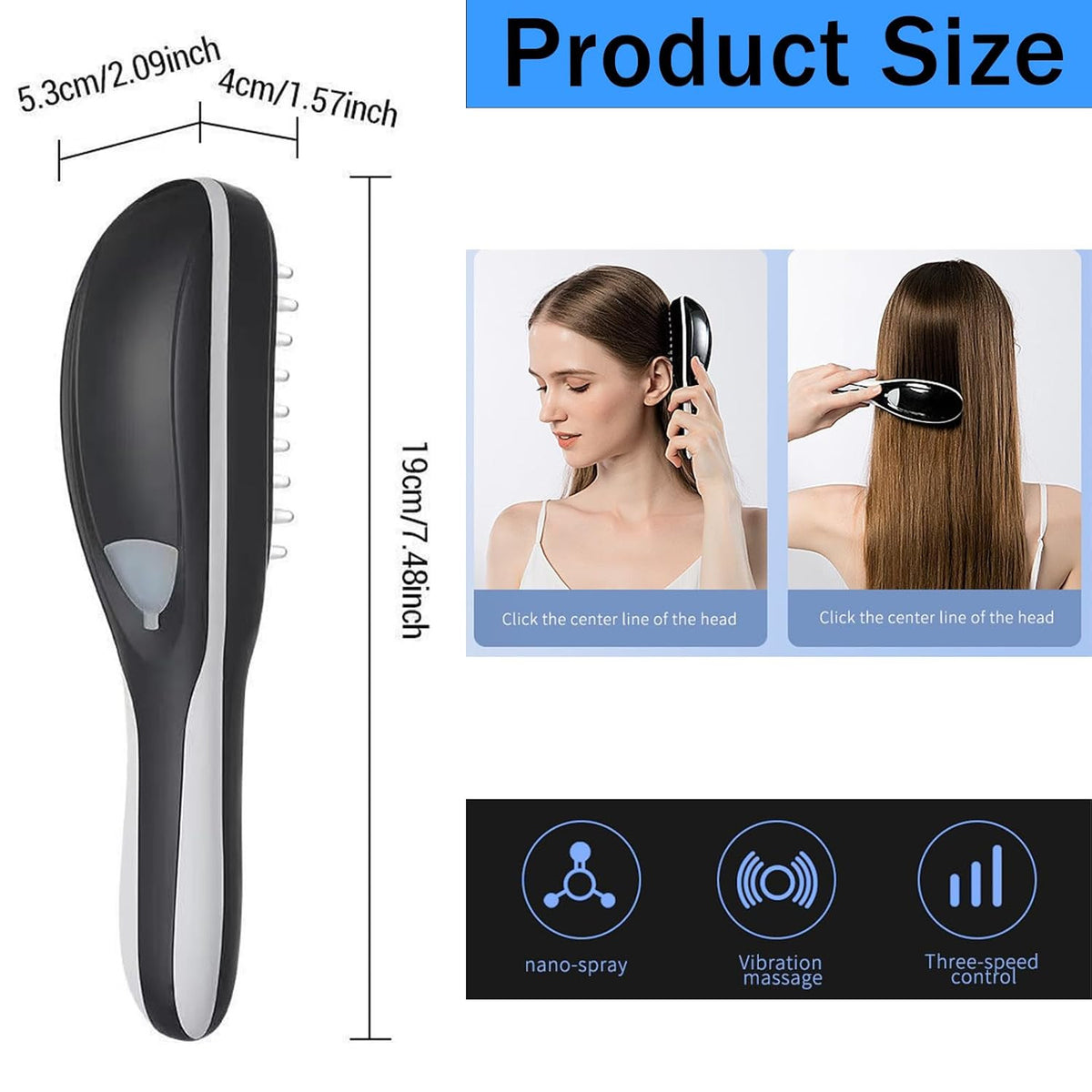 Electric Scalp Massage Brush with Soft Rubber Bristles - Head & Hair Relaxation Tool