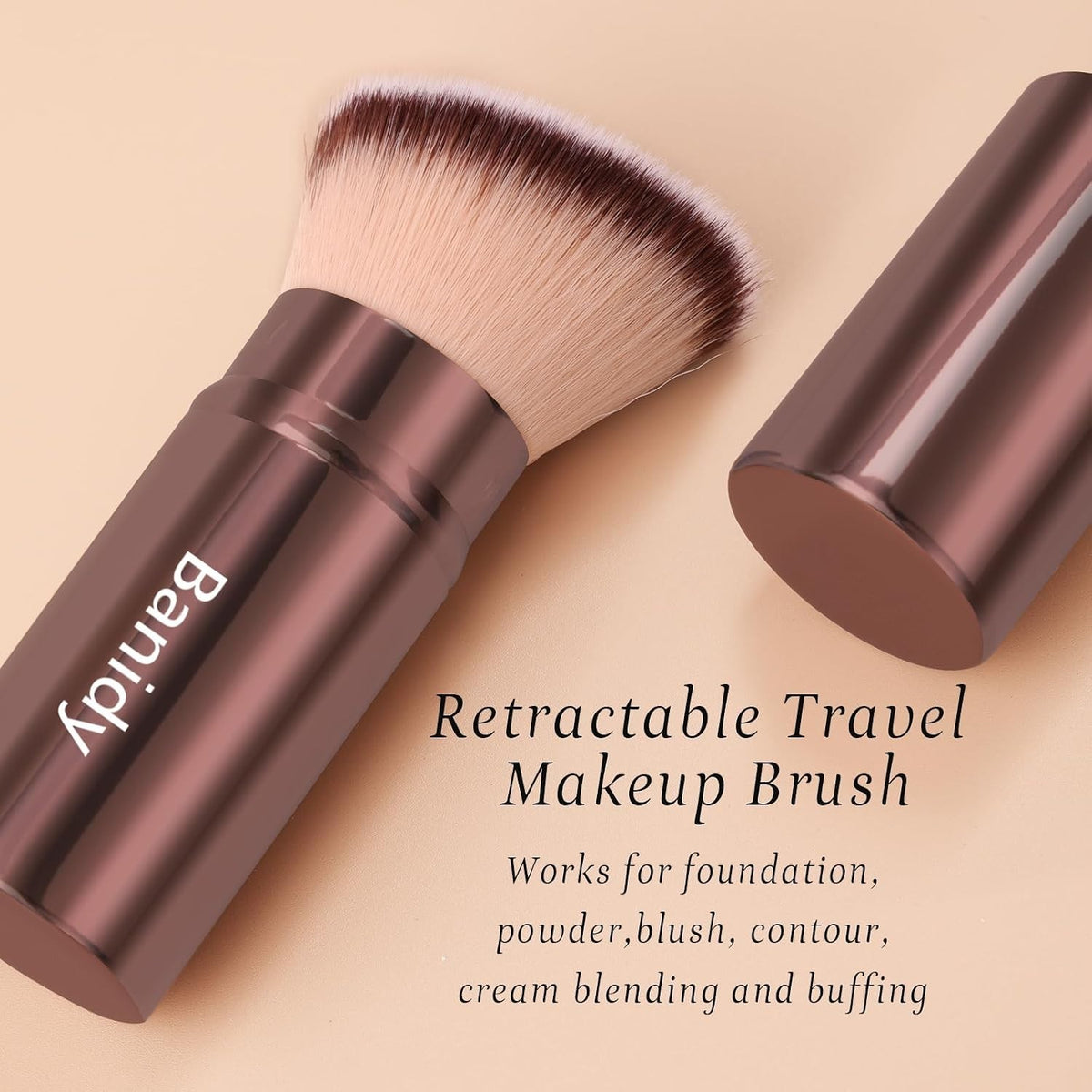 Retractable Makeup Brush with Soft Bristles for Liquid & Powder Application