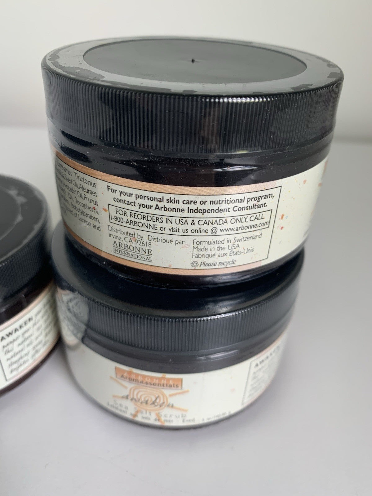 Arbonne Aromassentials AWAKEN Sea Salt Scrub 5 Oz X3 Lot Sealed