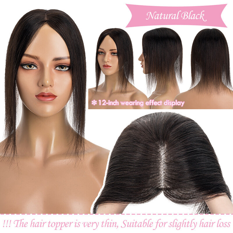 Remy Human Hair Topper Clip-In Lace Base Hairpiece for Women - Multiple Variants