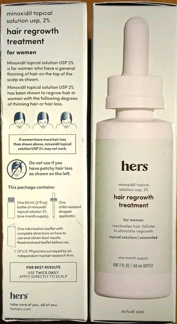 Women's Hair Regrowth Minoxidil 2% Topical Solution - 2x 2oz