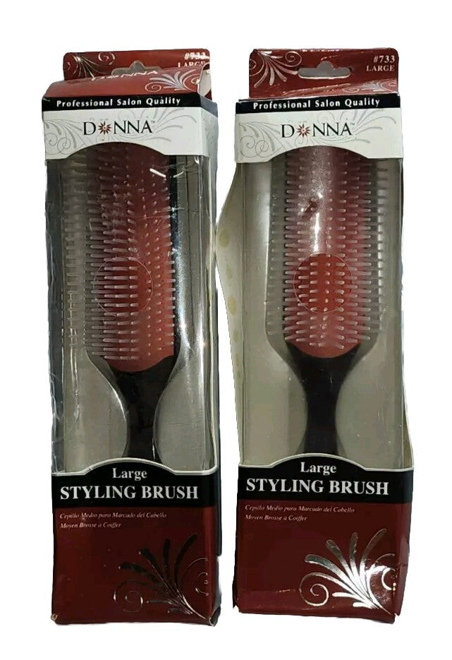 Large Detangling Hair Brush Set - 9-inch Black Styling Brushes, 2 Pieces