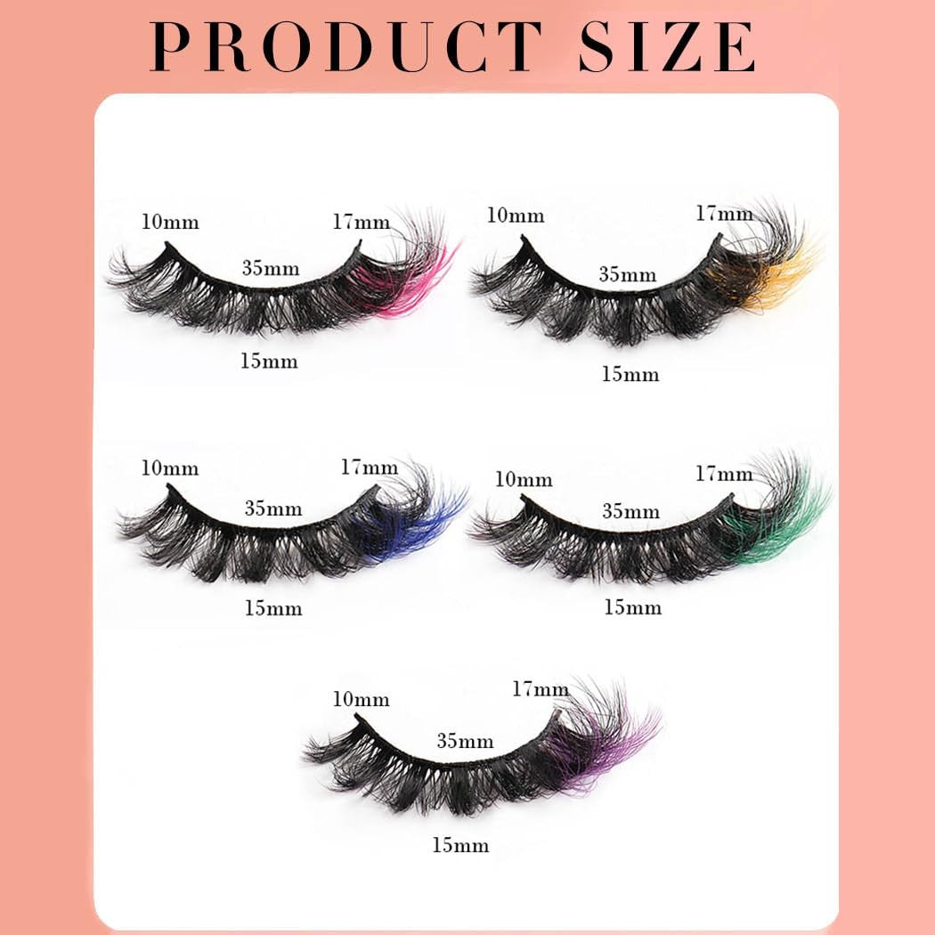 Colorful False Mink Eyelash Set with D Curl - Fluffy & Reusable