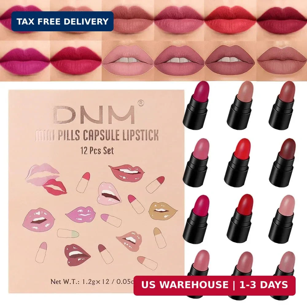 Mini Lipstick Capsule Set - Waterproof Long Lasting Matte Lip Colors for Women