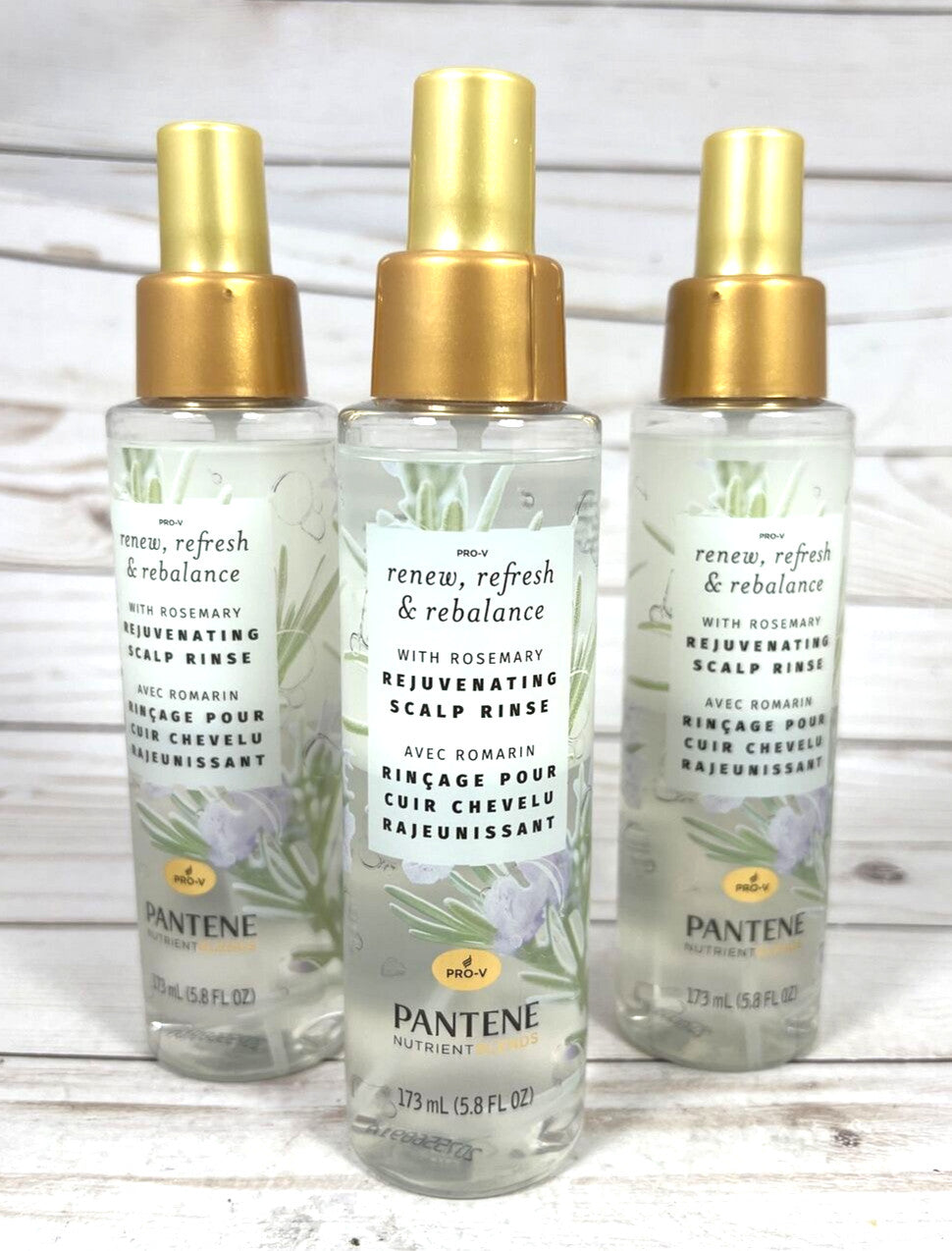 Pantene Nutrient Blends Rosemary Scalp Rinse - Rejuvenating Hair Care 5.8oz, Pack of 3