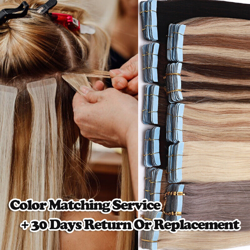 Russian Tape in Remy Hair Extensions Full Head - 100% Human Hair Skin Weft