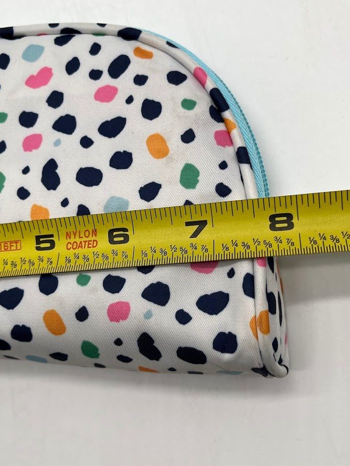 Women's Travel Cosmetic Bag with Multicolor Dot Print, 7-inch Toiletry Organizer
