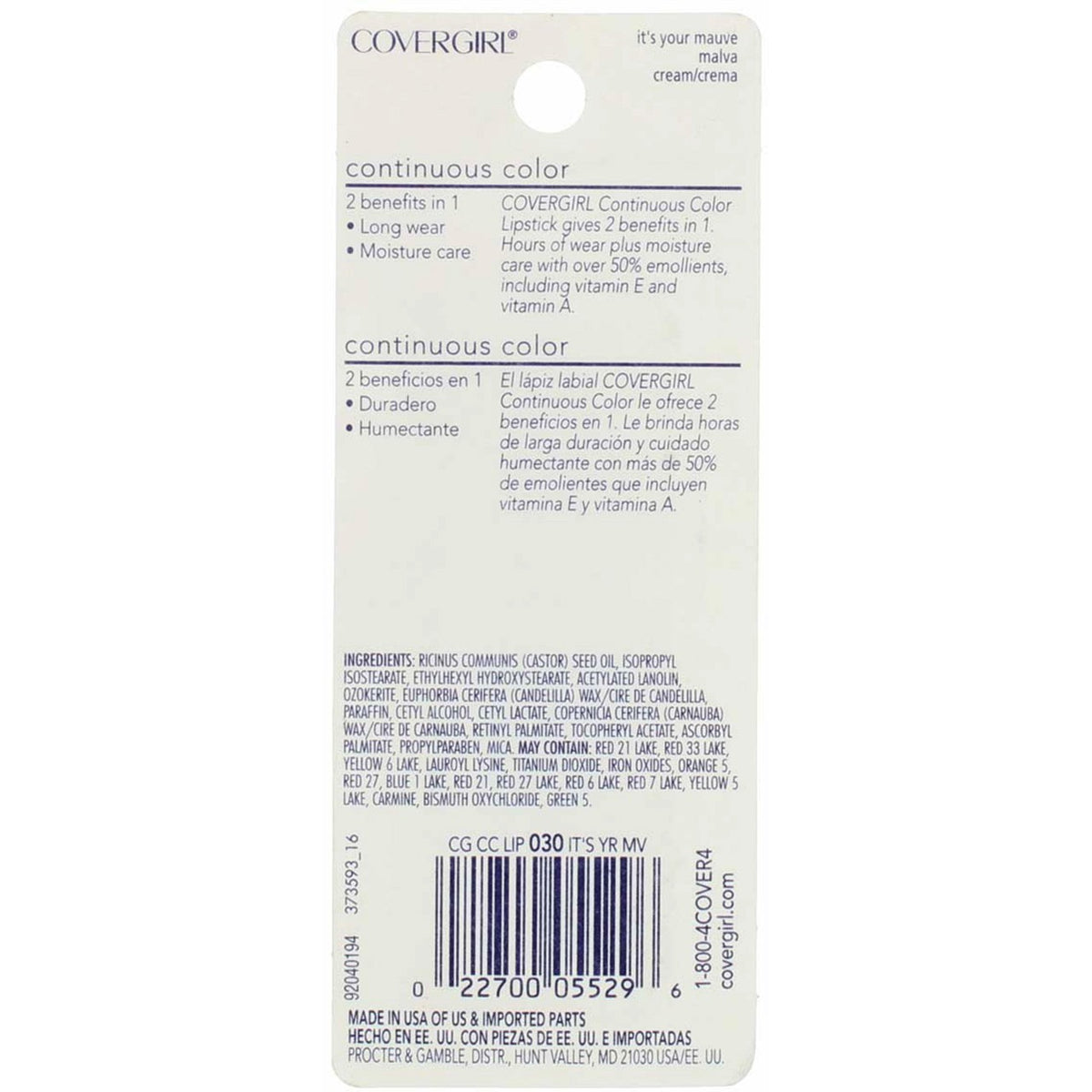 Continuous Color Lipstick 0.13 oz - It's Your Mauve by CoverGirl (4 Pack)