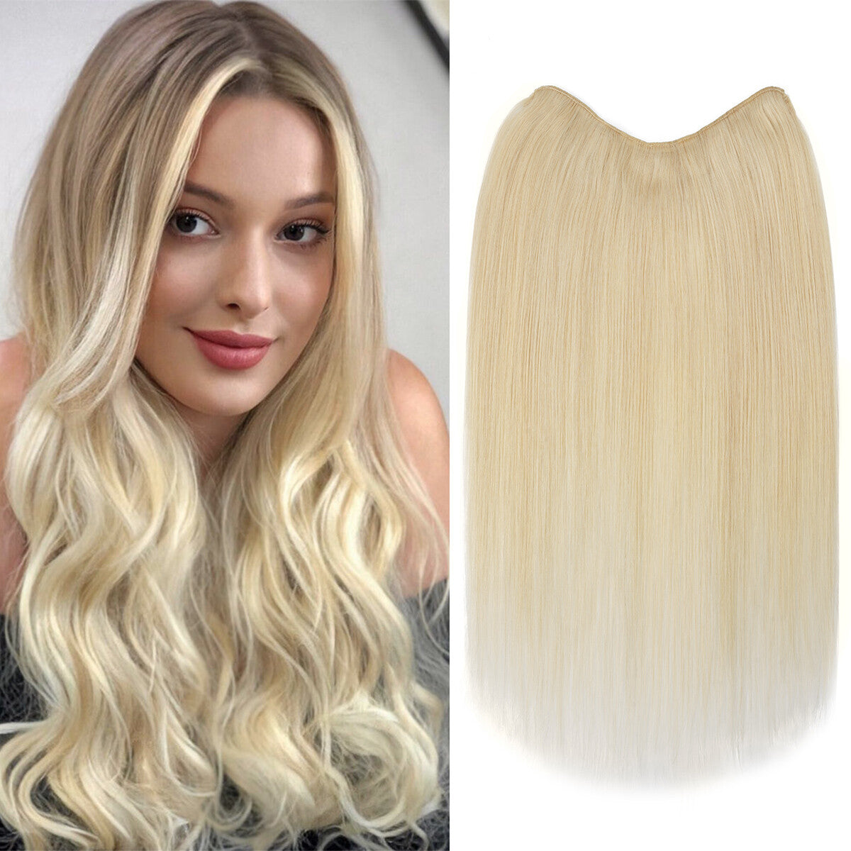 V-Shape Clip-In Human Hair Extensions Half Head - Remy Straight Hair