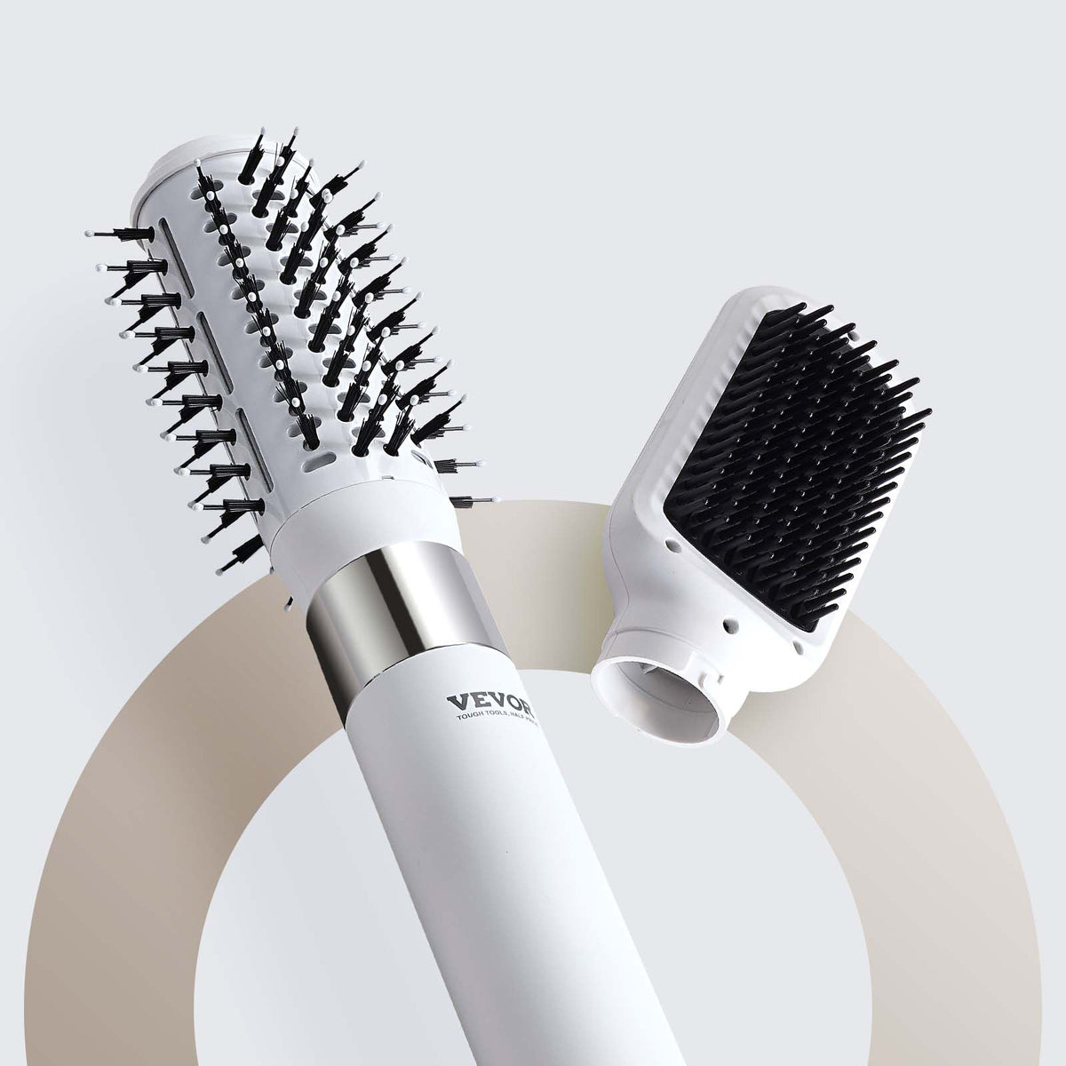 Hair Dryer Brush Ionic Hot Air Styler with 2 Brush Attachments for Quick Drying & Volumizing