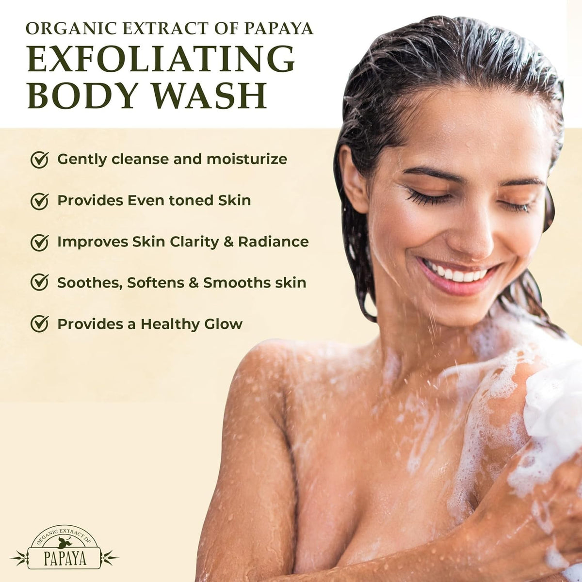 Organic Papaya Body Scrub with Shea Butter - Exfoliating Moisturizer 33.8 oz