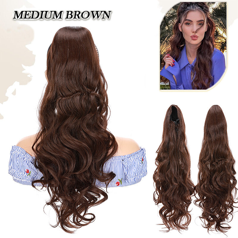 Drawstring Ponytail Hair Extension with Layered Wavy Texture - Thick & Natural-Looking